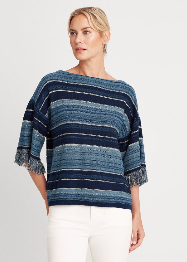 Women's Ralph Lauren Striped Cotton Tops | 608341NIC